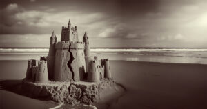 Ocean błękitu i czerwony atrament